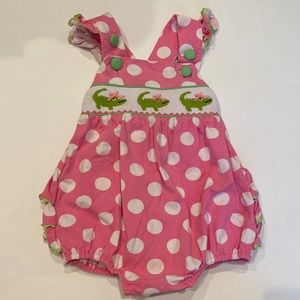 Smocked or Not - Girl’s Bubble with Smocked Alligators (size 2T)